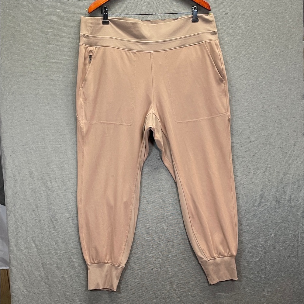 Athleta Tan Sweatpants Relaxed Fit Cotton-Blend